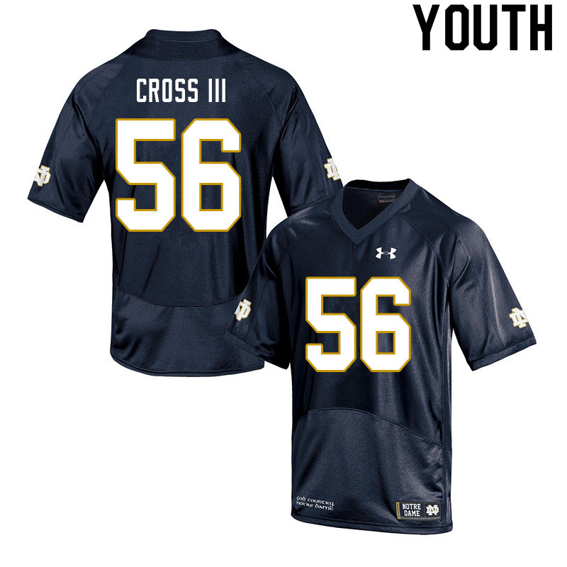 Youth NCAA Notre Dame Fighting Irish #56 Howard Cross III Stitched College Under Armour Authentic Navy Football Jersey HU10Z35BQ